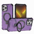 For iPhone 13 Pro Max Grating Holder Shockproof Phone Case(Purple) - 1
