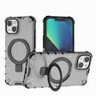 For iPhone 14 Grating Holder Shockproof Phone Case(Transparent Black) - 1