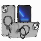 For iPhone 15 Plus / 14 Plus Grating Holder Shockproof Phone Case(Transparent Black) - 1