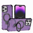 For iPhone 14 Pro Max Grating Holder Shockproof Phone Case(Purple) - 1