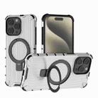 For iPhone 15 Pro Grating Holder Shockproof Phone Case(Transparent) - 1