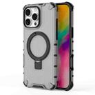 For iPhone 16 Pro Max Grating Holder Shockproof Phone Case(Transparent Black) - 1