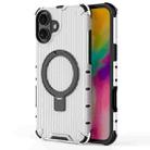 For iPhone 16 Plus Grating Holder Shockproof Phone Case(Transparent) - 1