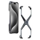 For iPhone 15 Pro Max Frameless X-shaped Metal Phone Case(Grey) - 1