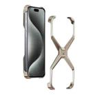 For iPhone 15 Pro Max Frameless X-shaped Metal Phone Case(Titanium Gold) - 1