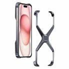 For iPhone 15 Frameless X-shaped Metal Phone Case(Grey) - 1