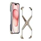 For iPhone 15 Frameless X-shaped Metal Phone Case(Titanium Gold) - 1