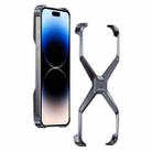 For iPhone 13 Pro Max / 14 Pro Max Frameless X-shaped Metal Phone Case(Grey) - 1