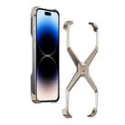 For iPhone 13 Pro Max / 14 Pro Max Frameless X-shaped Metal Phone Case(Titanium Gold) - 1