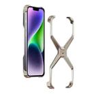 For iPhone 13 / 14 Frameless X-shaped Metal Phone Case(Titanium Gold) - 1