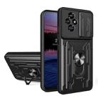 For Honor 200 Sliding Camshield TPU+PC Phone Case with Card Slot(Black) - 1