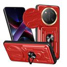 For Honor X60 Pro / X9c Sliding Camshield TPU+PC Phone Case with Card Slot(Red) - 1