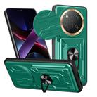 For Honor X60 Pro / X9c Sliding Camshield TPU+PC Phone Case with Card Slot(Dark Green) - 1