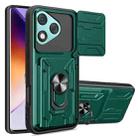 For Honor 400 Lite Global Sliding Camshield TPU+PC Phone Case with Card Slot(Dark Green) - 1