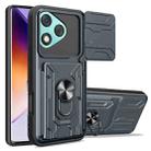 For Honor 400 Lite Global Sliding Camshield TPU+PC Phone Case with Card Slot(Grey) - 1
