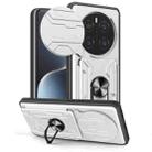 For Honor Magic7 Pro Sliding Camshield TPU+PC Phone Case with Card Slot(White) - 1