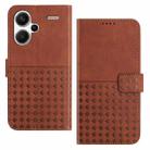 For Xiaomi Redmi Note 13 Pro+ Woven Embossed RFID Blocking Leather Phone Case(Brown) - 1