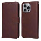 For iPhone 16 Pro Max Classic Calf Texture Flip Leather Phone Case(Brown) - 1