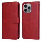 For iPhone 16 Pro Max Classic Calf Texture Flip Leather Phone Case(Red) - 1