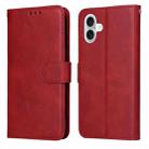 For iPhone 16 Plus Classic Calf Texture Flip Leather Phone Case(Red) - 1