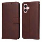 For iPhone 16 Classic Calf Texture Flip Leather Phone Case(Brown) - 1