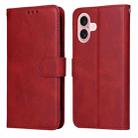 For iPhone 16 Classic Calf Texture Flip Leather Phone Case(Red) - 1