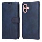 For iPhone 16 Classic Calf Texture Flip Leather Phone Case(Blue) - 1