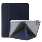 For iPad Air 13 2024 Clear Acrylic Deformation Leather Tablet Case(Dark Blue) - 1