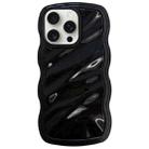 For iPhone 15 Pro Solid Color Waves PC Hybrid TPU Phone Case(Black) - 1