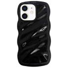 For iPhone 12 Solid Color Waves PC Hybrid TPU Phone Case(Black) - 1