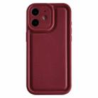 For iPhone 12 Frosted Leather Texture TPU Phone Case(Wine Red) - 1