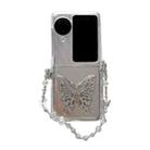 For OPPO Find N3 Flip Feather Butterfly Pattern PC Side Buckle Full Coverage Shockproof Phone Case with Bracelet(3D Butterfly) - 1