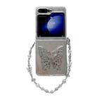 For Samsung Galaxy Z Flip5 5G Feather Butterfly Pattern PC Side Buckle Full Coverage Shockproof Phone Case with Bracelet(3D Butterfly) - 1