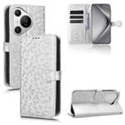 For Huawei Pura 70 Honeycomb Dot Texture Leather Phone Case(Silver) - 1