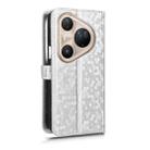 For Huawei Pura 80 Ultra 5G Honeycomb Dot Texture Leather Phone Case(Silver) - 3