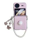 For vivo X Flip Leather Texture 3D Rose Side Buckle Full Coverage Shockproof Phone Case with Pearl Bracelet(Pink) - 1