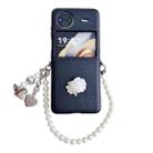 For vivo X Flip Leather Texture 3D Rose Side Buckle Full Coverage Shockproof Phone Case with Pearl Bracelet(Black) - 1