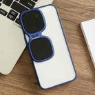 For iPhone 15 Metal Sunglasses Holder TPU + PC Phone Case(Blue) - 1