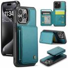 For iPhone 15 Pro Max JEEHOOD J05 Business Magnetic Style RFID Leather Phone Case(Blue Green) - 1