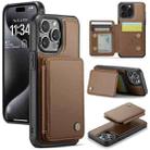 For iPhone 15 Pro Max JEEHOOD J05 Business Magnetic Style RFID Leather Phone Case(Brown) - 1