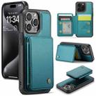 For iPhone 15 Pro JEEHOOD J05 Business Magnetic Style RFID Leather Phone Case(Blue Green) - 1