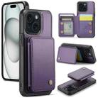 For iPhone 15 Plus JEEHOOD J05 Business Magnetic Style RFID Leather Phone Case(Purple) - 1