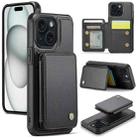 For iPhone 15 JEEHOOD J05 Business Magnetic Style RFID Leather Phone Case(Black) - 1