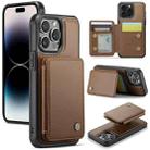 For iPhone 14 Pro Max JEEHOOD J05 Business Magnetic Style RFID Leather Phone Case(Brown) - 1