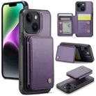 For iPhone 14 Plus JEEHOOD J05 Business Magnetic Style RFID Leather Phone Case(Purple) - 1