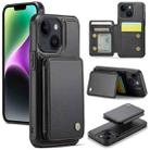 For iPhone 14 JEEHOOD J05 Business Magnetic Style RFID Leather Phone Case(Black) - 1