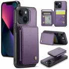 For iPhone 13 JEEHOOD J05 Business Magnetic Style RFID Leather Phone Case(Purple) - 1