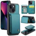 For iPhone 13 JEEHOOD J05 Business Magnetic Style RFID Leather Phone Case(Blue Green) - 1