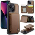 For iPhone 13 JEEHOOD J05 Business Magnetic Style RFID Leather Phone Case(Brown) - 1