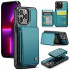 For iPhone 13 Pro JEEHOOD J05 Business Magnetic Style RFID Leather Phone Case(Blue Green) - 1